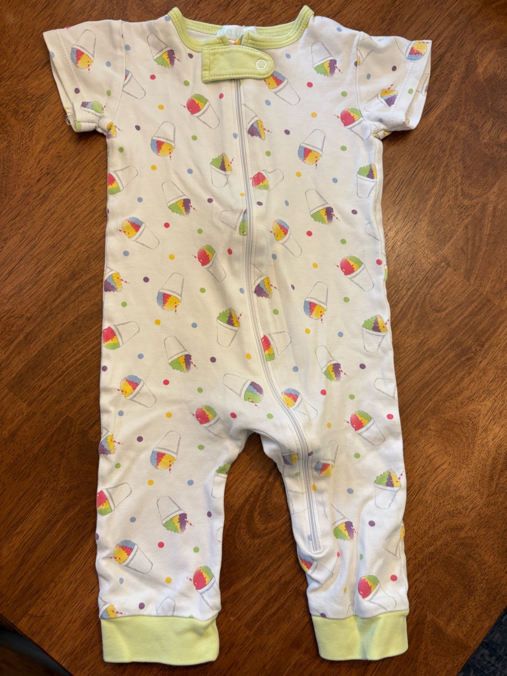 La Luna 9M Zip Jumpsuit with Rainbow Sno-Ball Print and Lime Green Trim